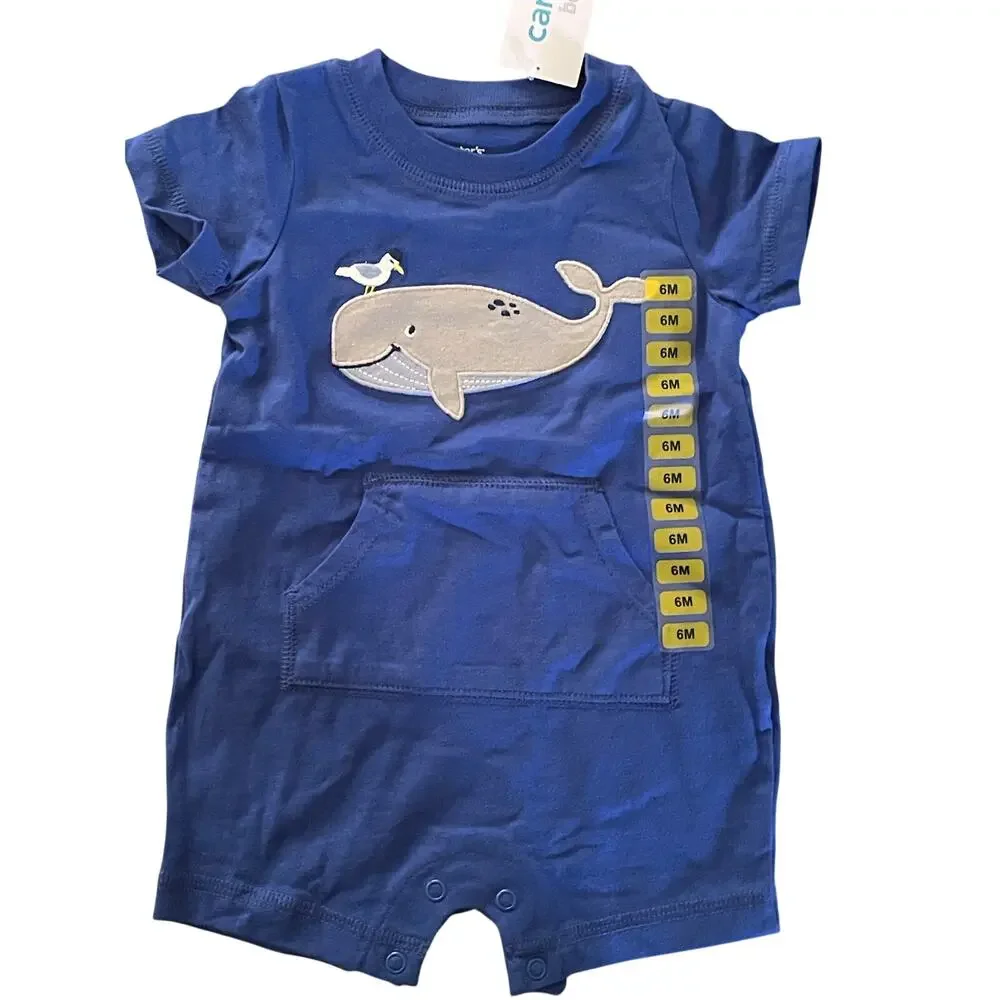 Carter's Baby Blue Whale 2 piece Bodysuit Set 6M